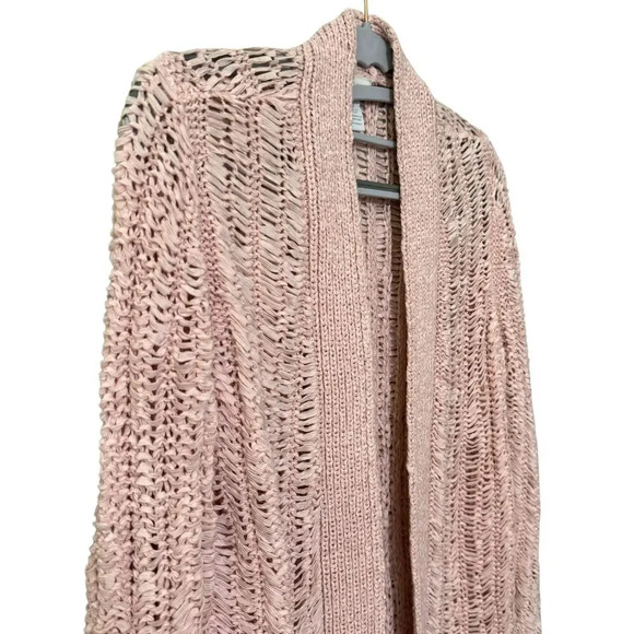CHICOS Vintage 90s Open Stitch Weave Jenna Texture Cardigan Pink Sz 0 (2-4) - Picture 2 of 6